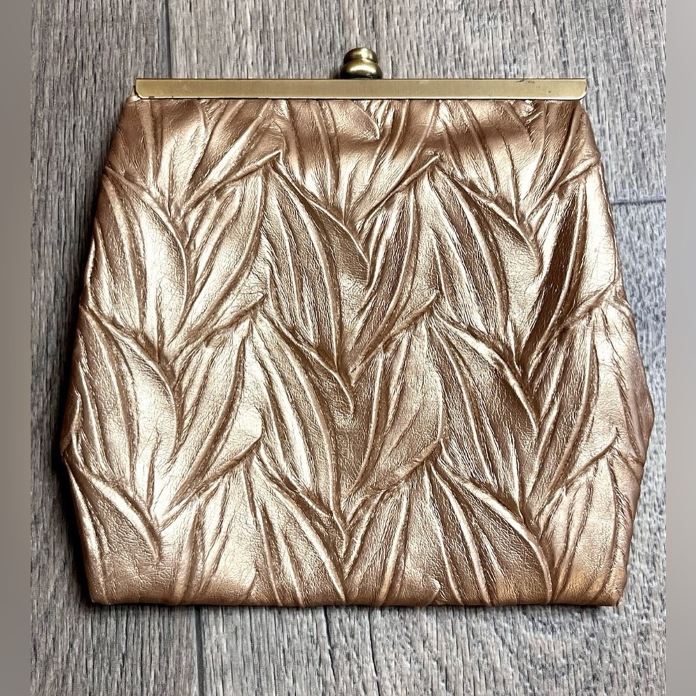 Vintage Jessica McClintock Metallic Golf Leaf Textured Evening Bag Clutch - Picture 2 of 9